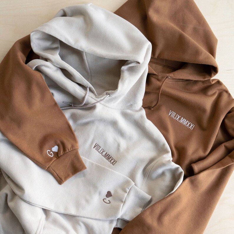 Custom Embroidered Couple Roman Numeral Sweatshirt/Hoodie