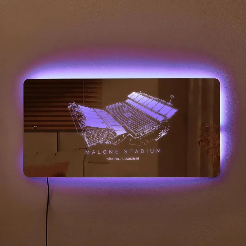 Malone Stadium Mirror Light-Gifts For Sports Lovers、ULM Warhawks、NCAA、Louisiana