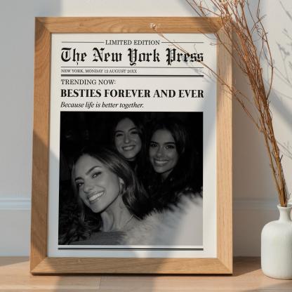 Custom Newspaper Print, Custom Friendship Wall Art