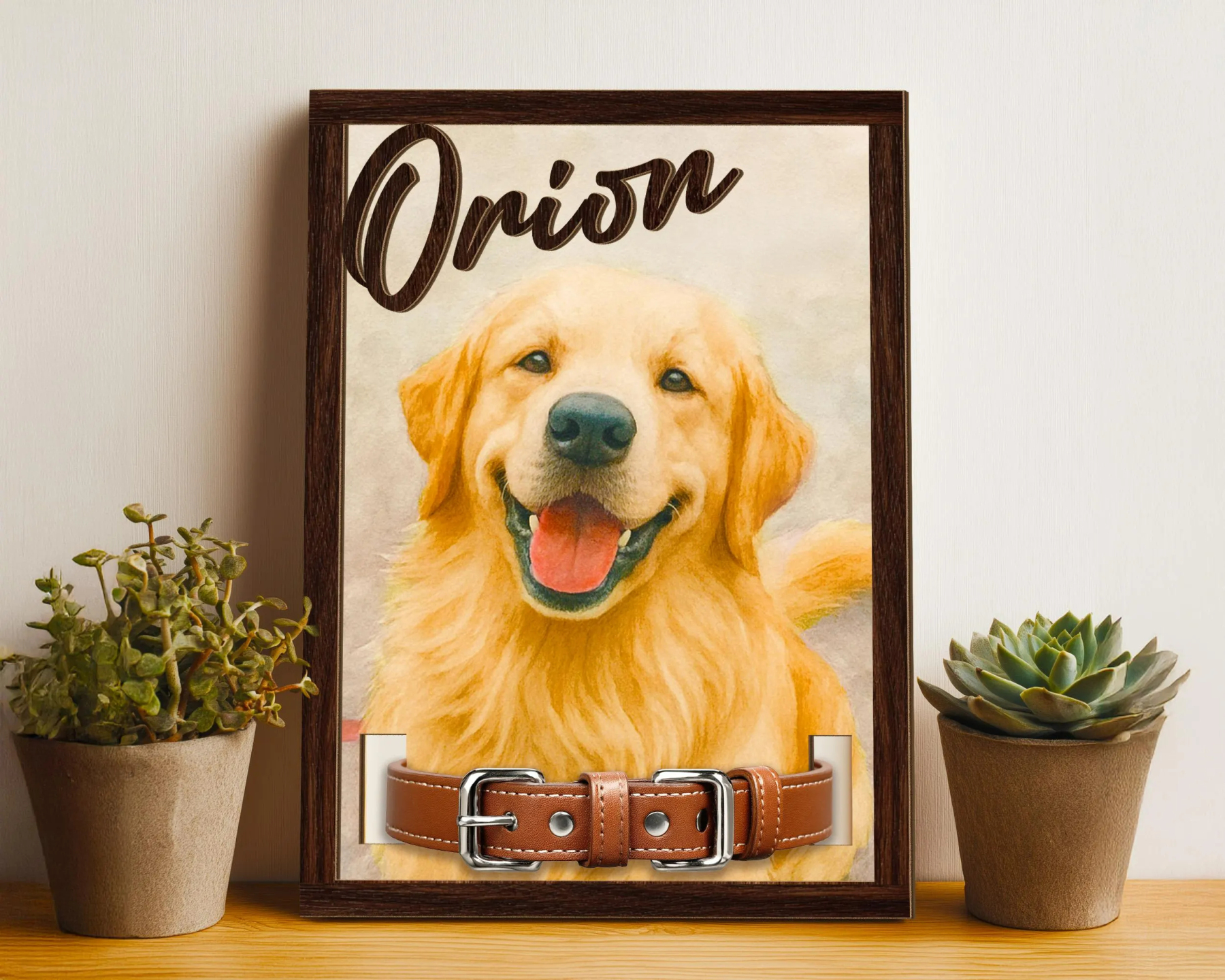 Custom Dog Memorial Frame With Collar Sign