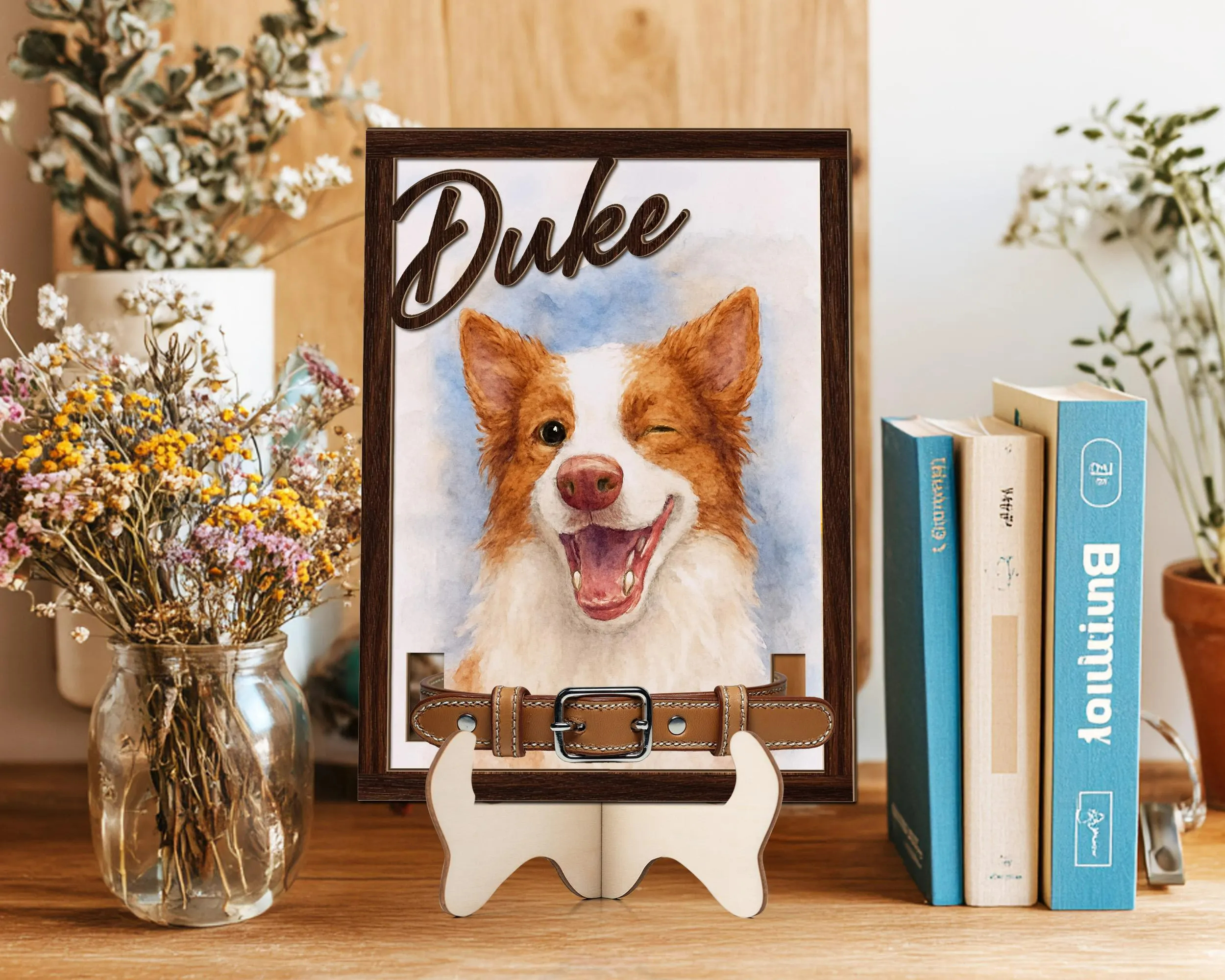 Custom Dog Memorial Frame With Collar Sign