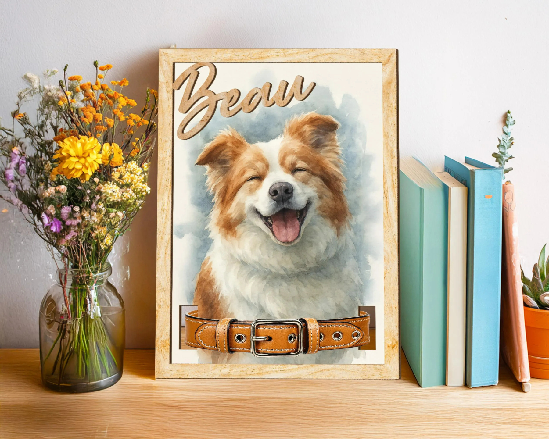 Custom Dog Memorial Frame With Collar Sign