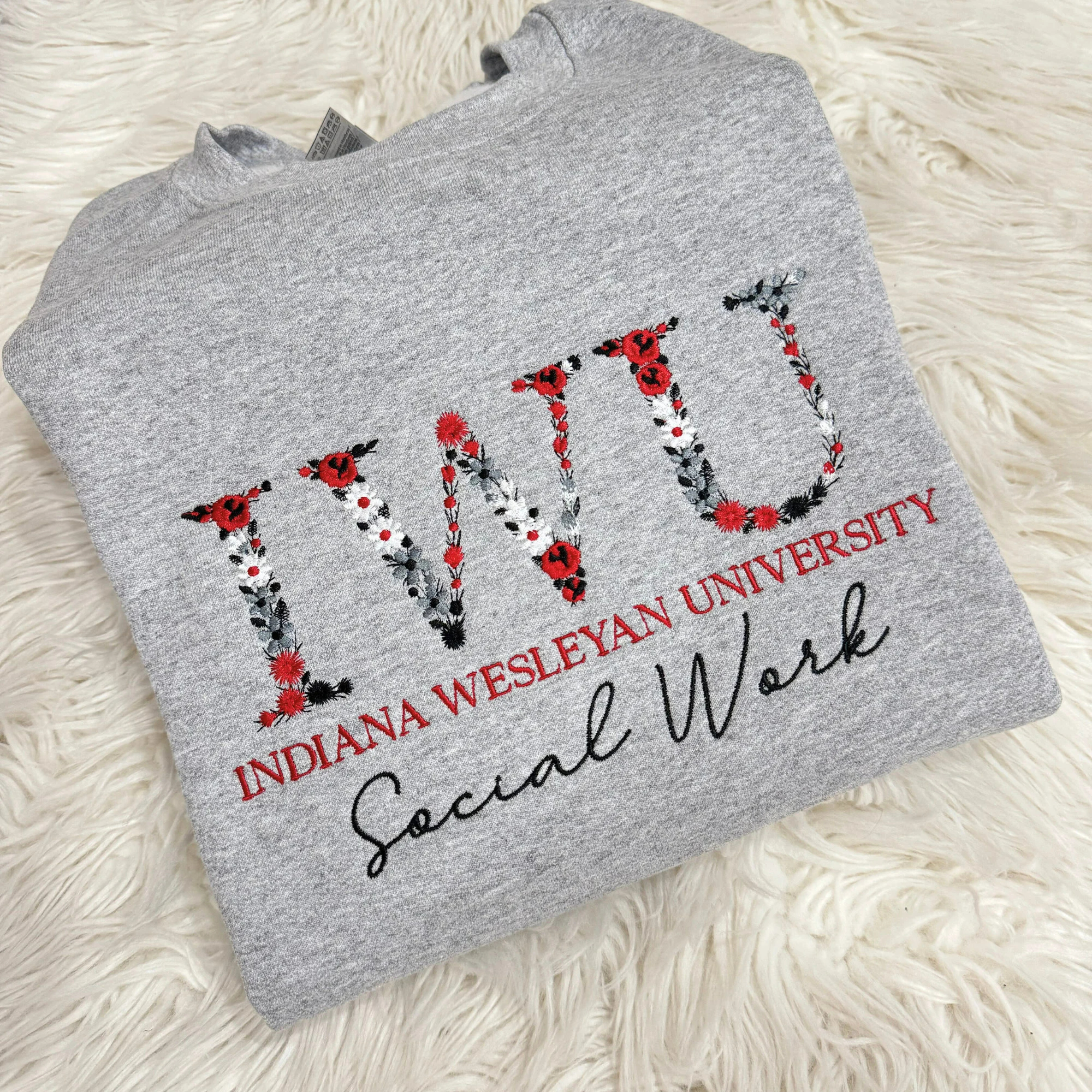 College Floral Letter Embroidered Sweatshirt