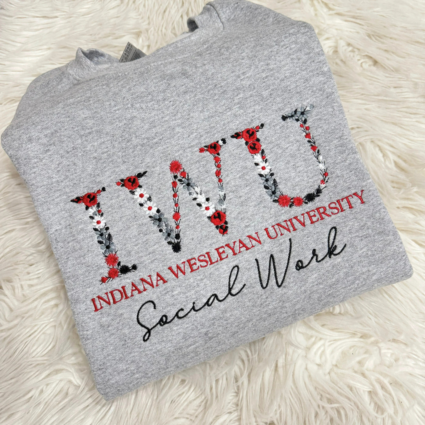 College Floral Letter Embroidered Sweatshirt