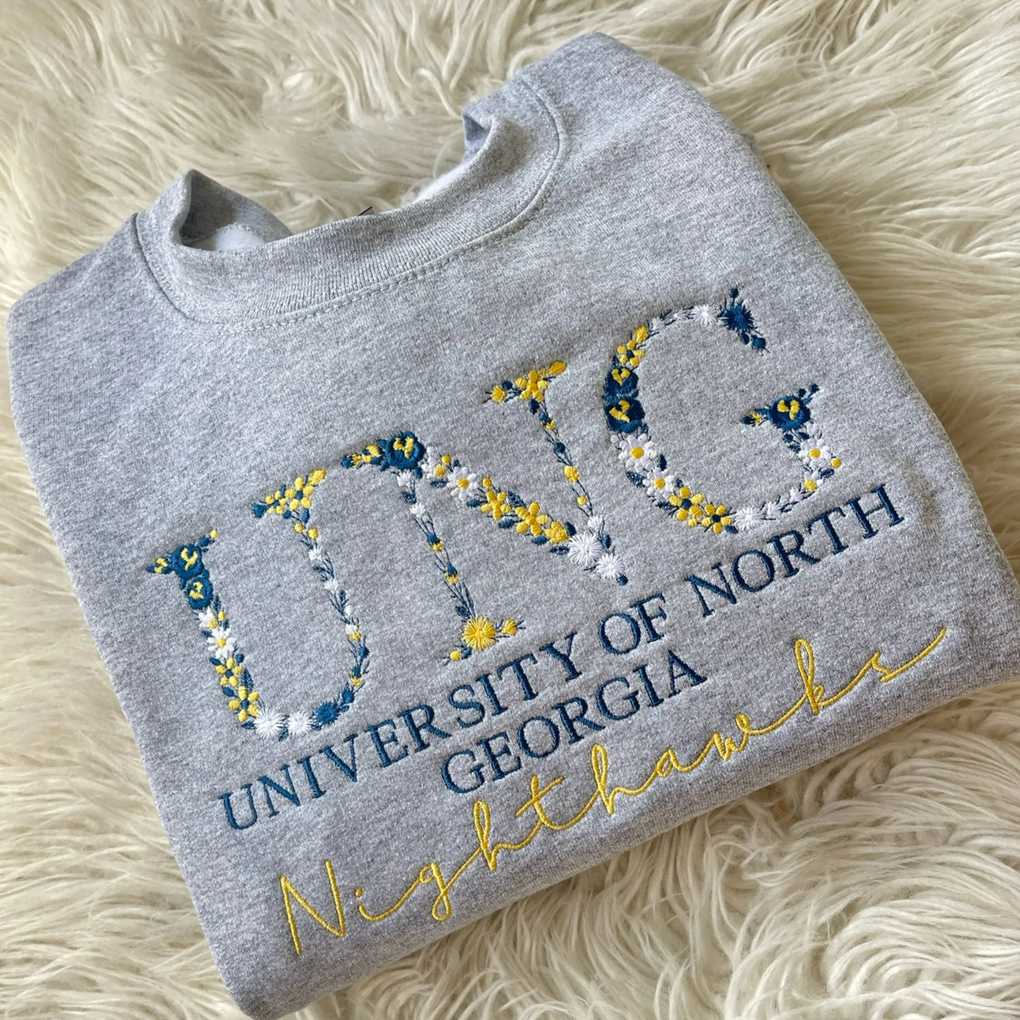 College Floral Letter Embroidered Sweatshirt