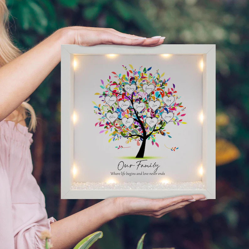 Personalized Family Tree Frame Light Frame Box