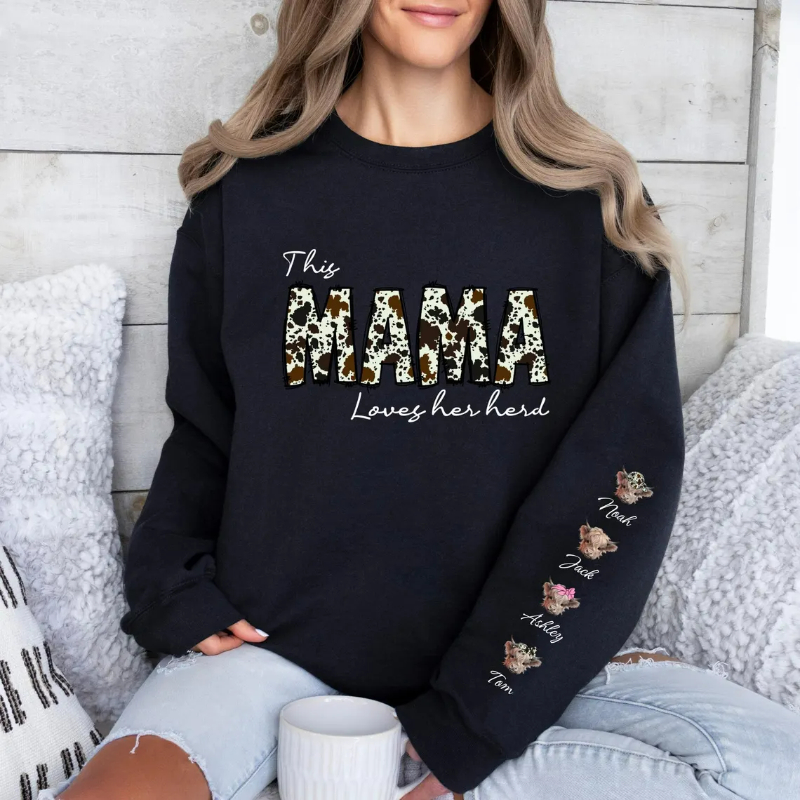 Custom Cow Shirts This Mama Loves Her Herd Sweatshirt