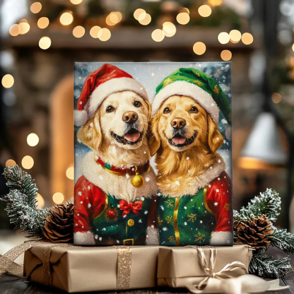 Christmas Pet Portrait Canvas Poster