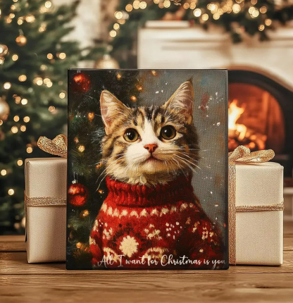 Christmas Pet Portrait Canvas Poster