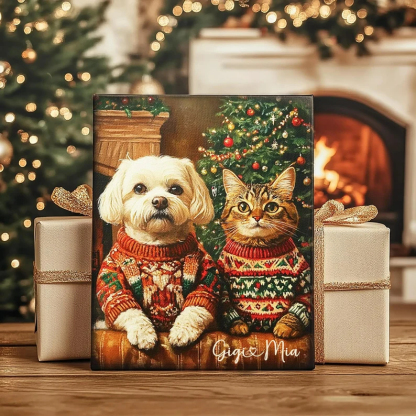 Christmas Pet Portrait Canvas Poster