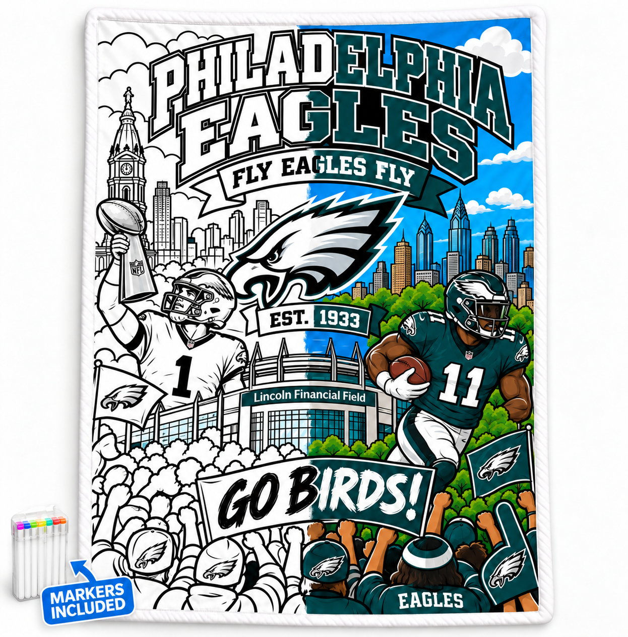 Football Fan DIY Coloring Blanket