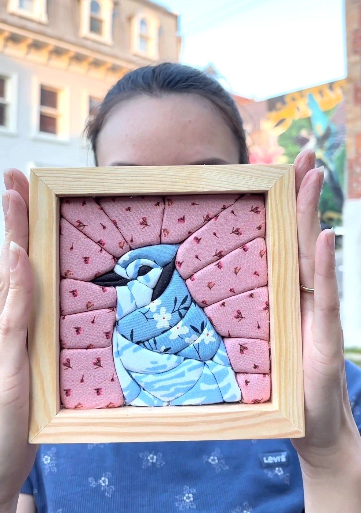 Chickadee 3D Fabric Mosaic Patchwork Wall Art