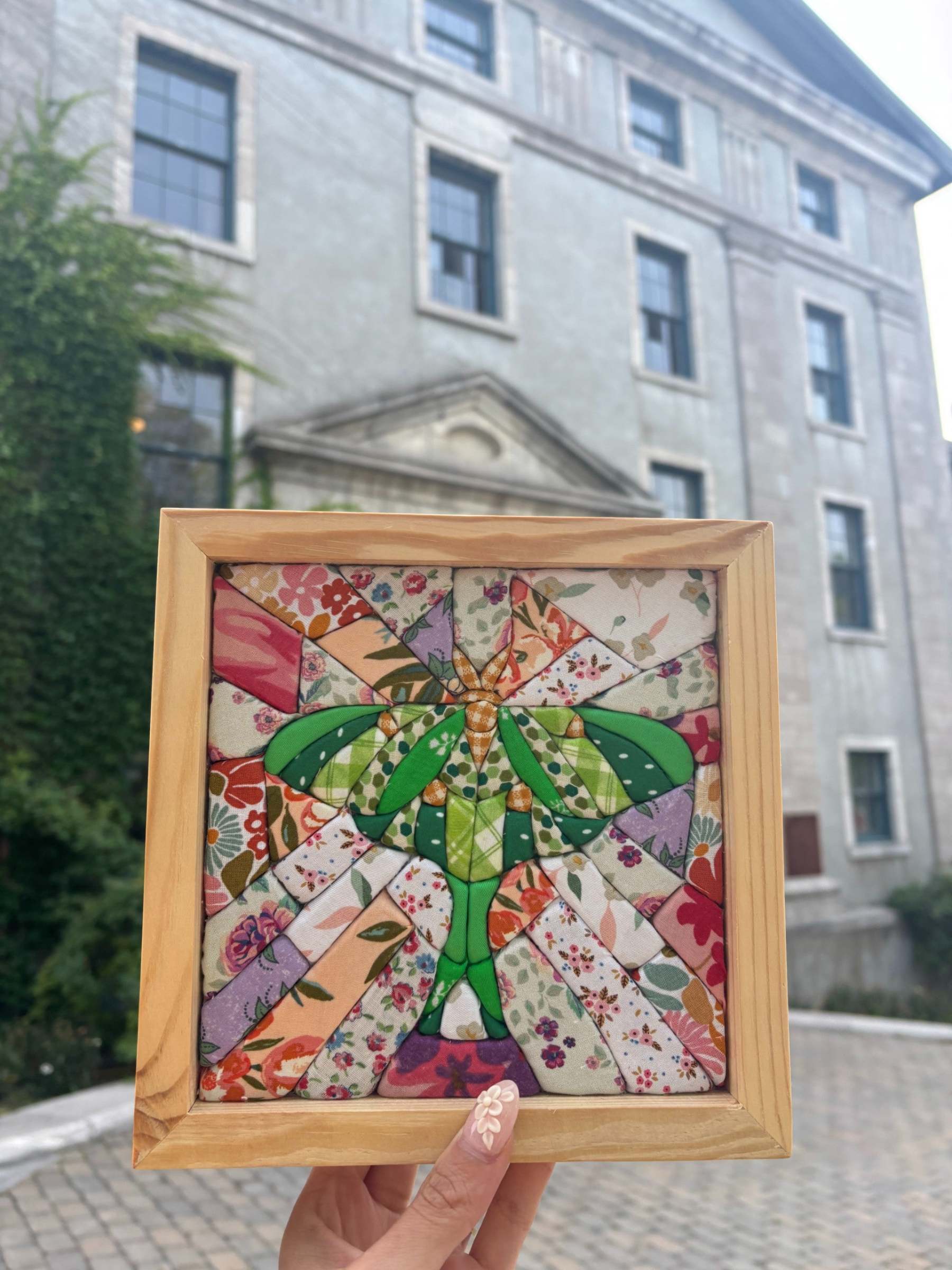 Luna Moth 3D Fabric Mosaic Patchwork Wall Art