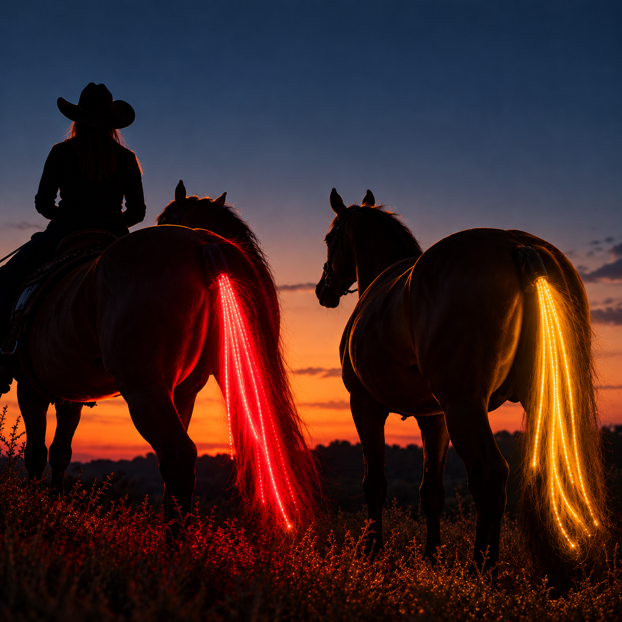Glow Tail Light at Dusk with Trail Riders