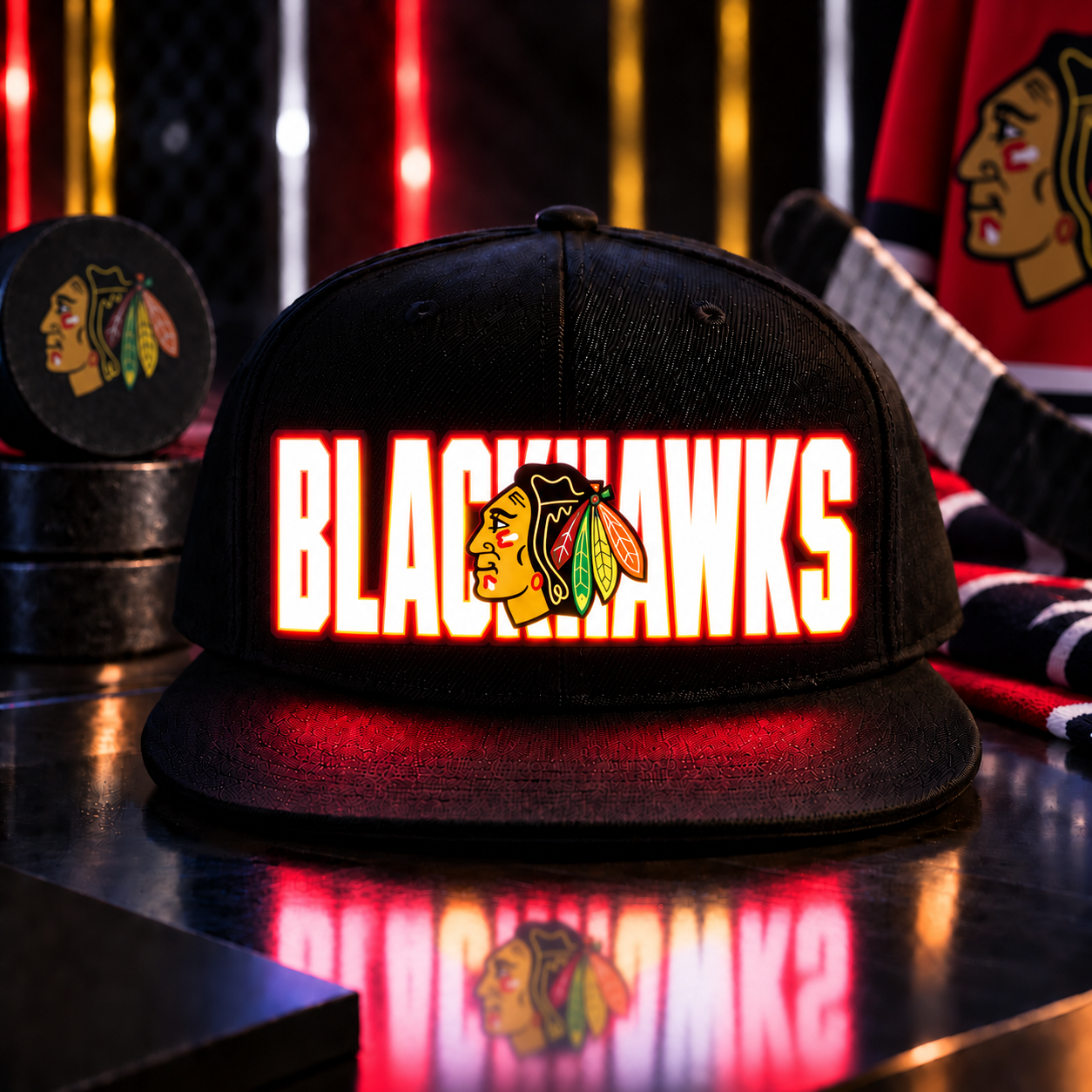 Hockey Team LED Light-Up Snapback Cap
