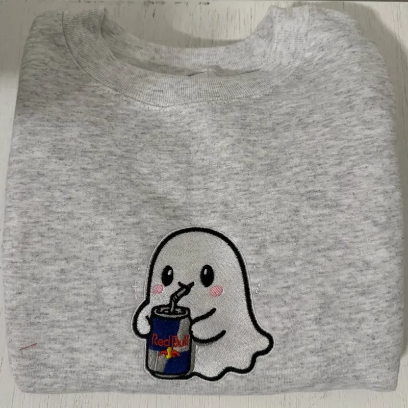Ghost Drinking Embroidered Sweatshirt