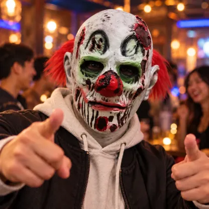 Grinning Skull Clown Silicone Full-Head Mask