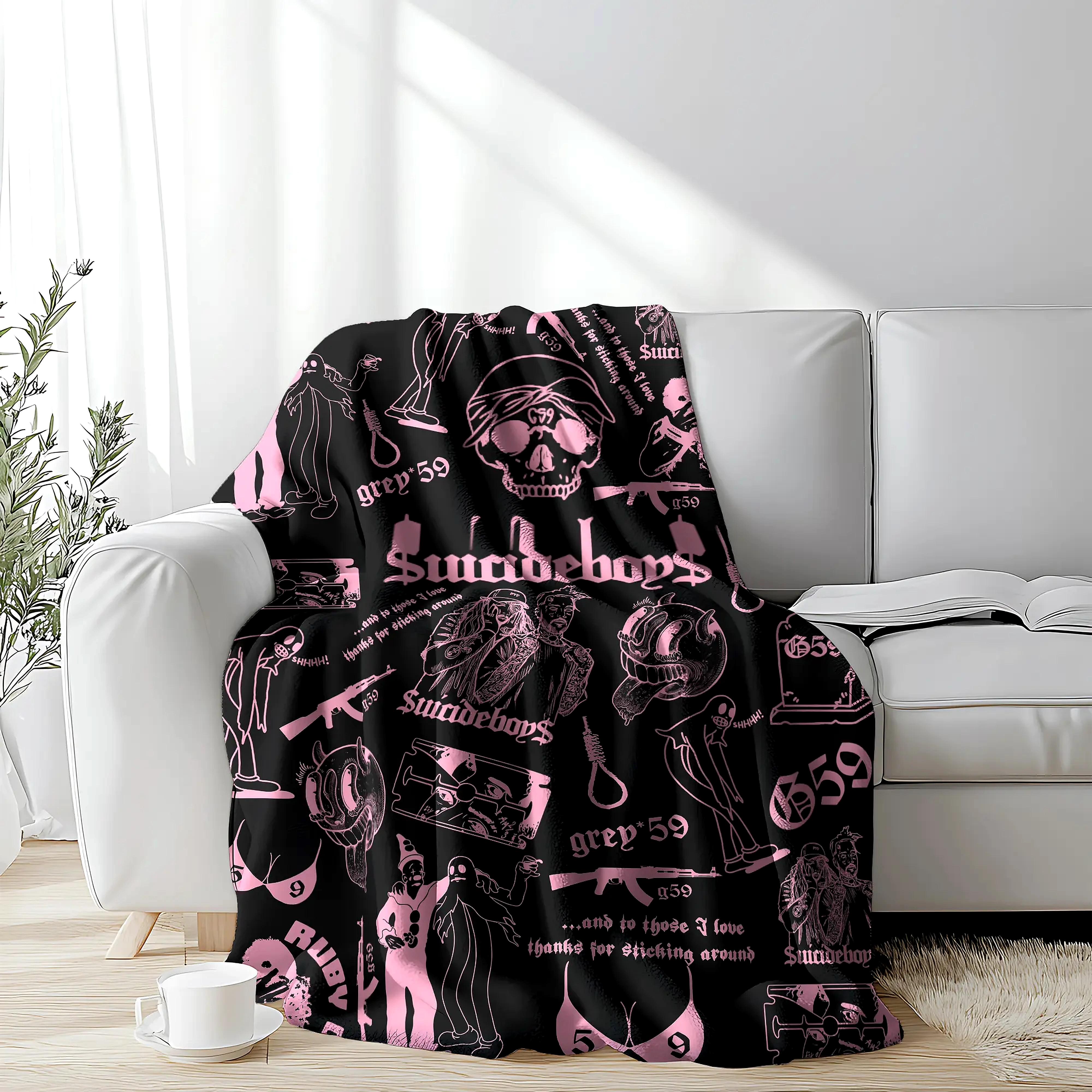 Spooky Halloween G59 Suicideboys Collage Blanket with Gothic Horror Skull