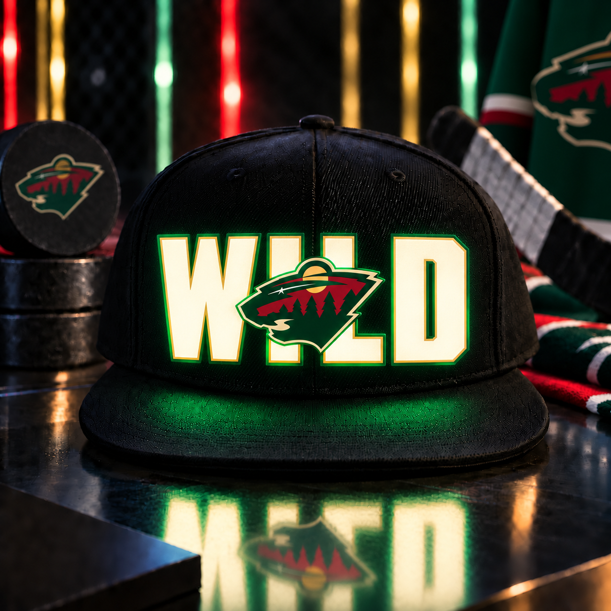 Hockey Team LED Light-Up Snapback Cap
