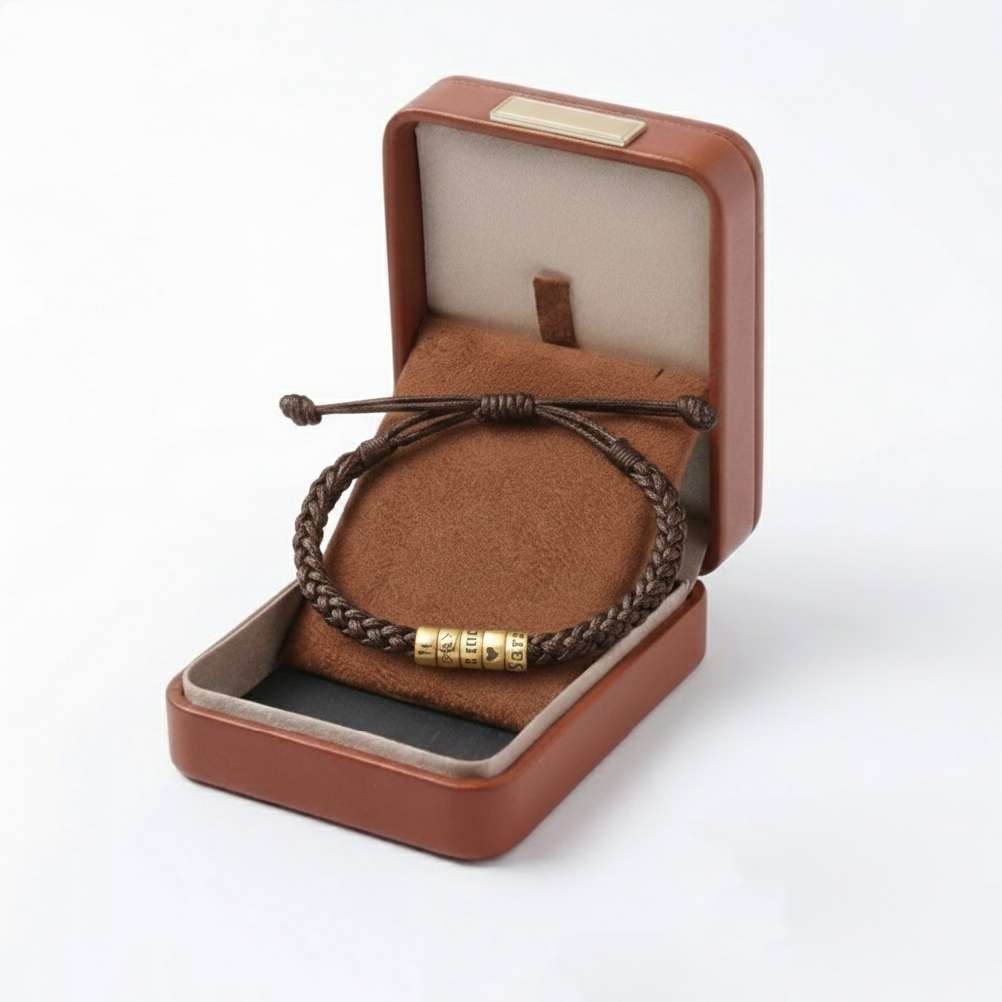 Personalized Mens Woven Leather Bracelet