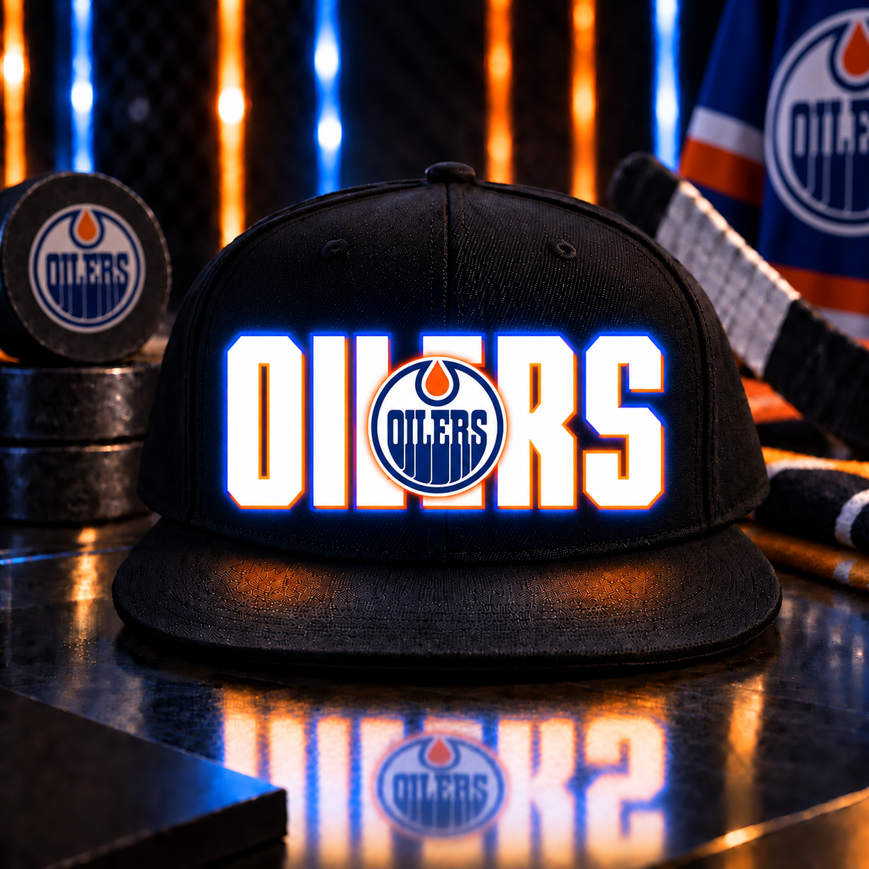 Hockey Team LED Light-Up Snapback Cap