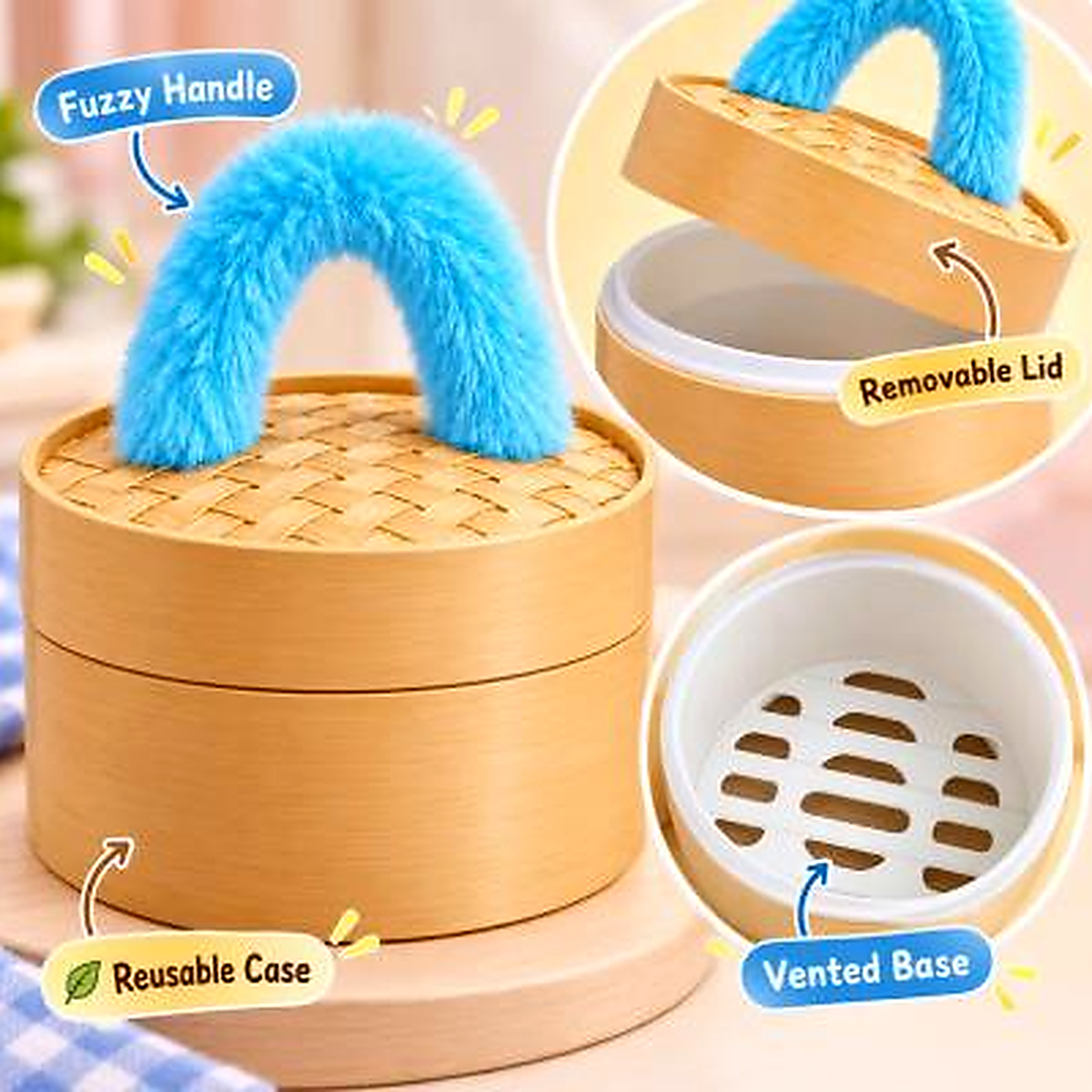 Reusable Bamboo-Style Steamer Basket Details
