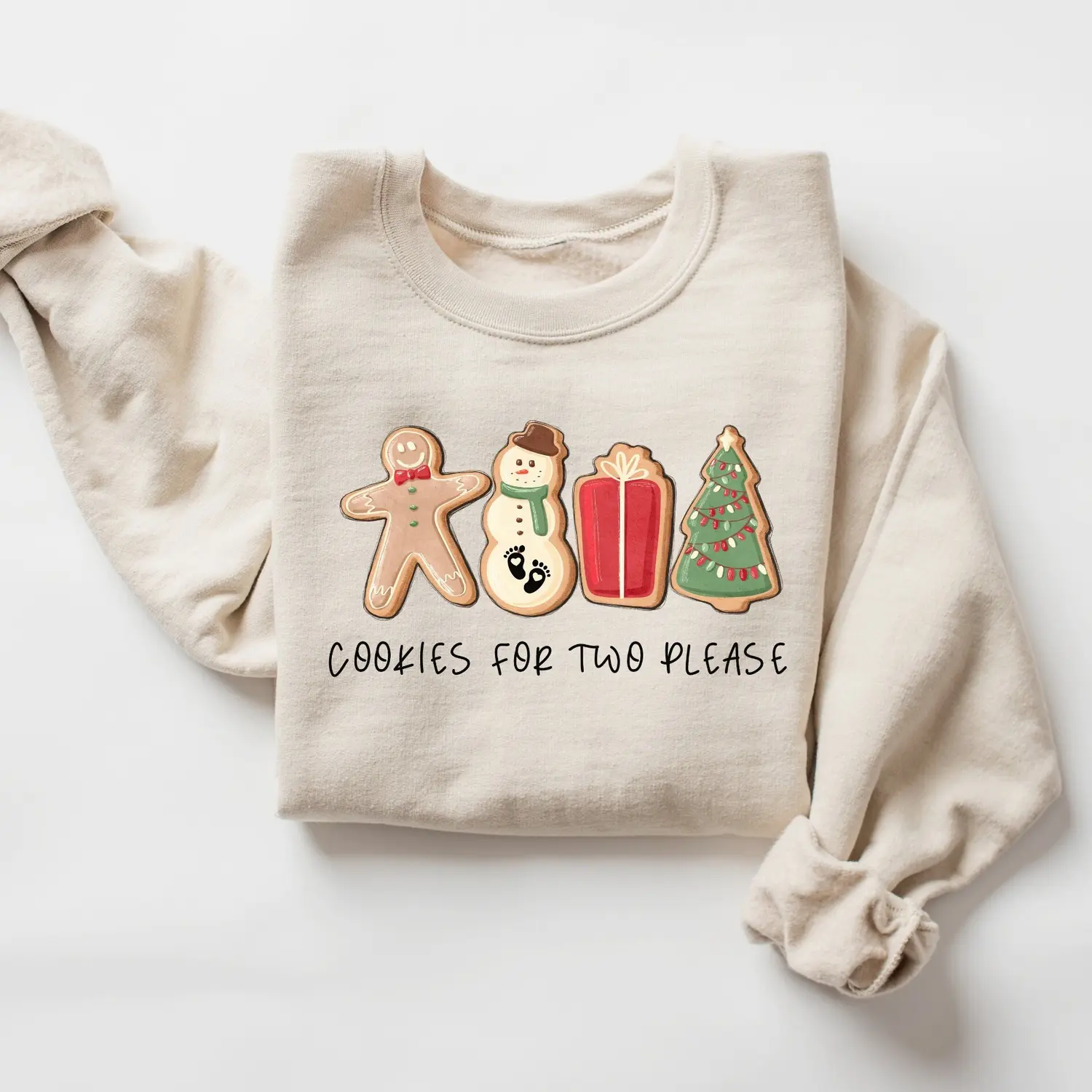 Christmas Cookies For Two Please Pregnancy Announcement Sweatshirt