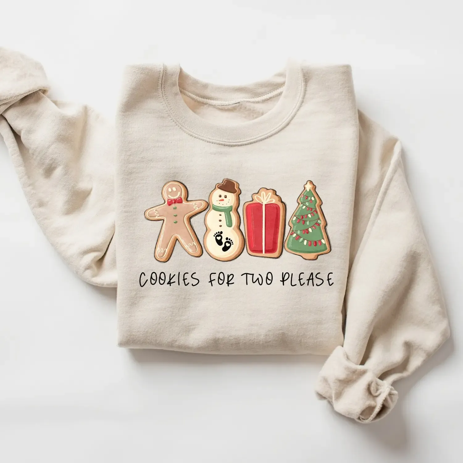 Christmas Cookies For Two Please Pregnancy Announcement Sweatshirt