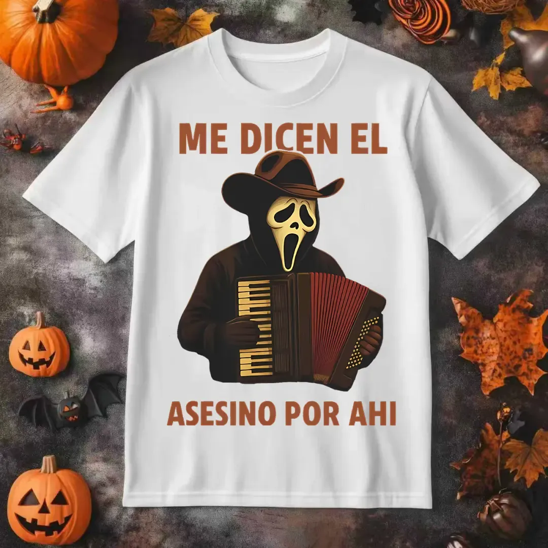 Vintage-Inspired Halloween T-Shirt-Me Dicen El Asesino Por Ahi Shirt