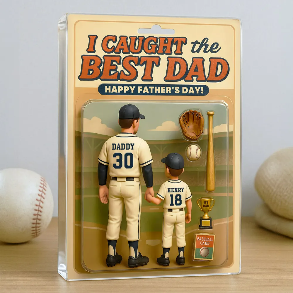 We Caught the Best Dad Baseball Custom Figure Personalized Acrylic Block Plaque