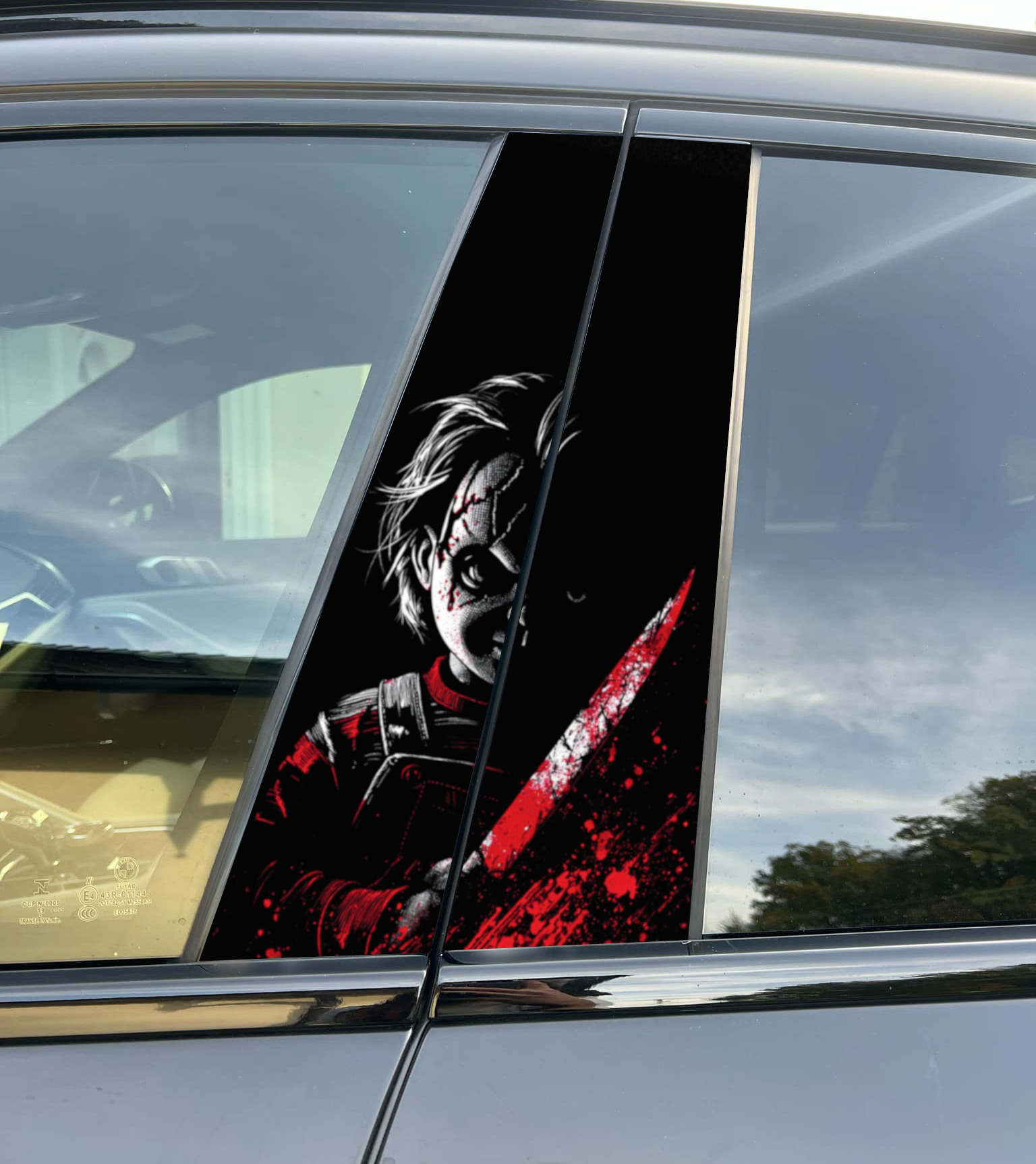 Chucky Doll Car Pillar Wrap - Premium Vinyl B-Pillar Decal, Universal Fit