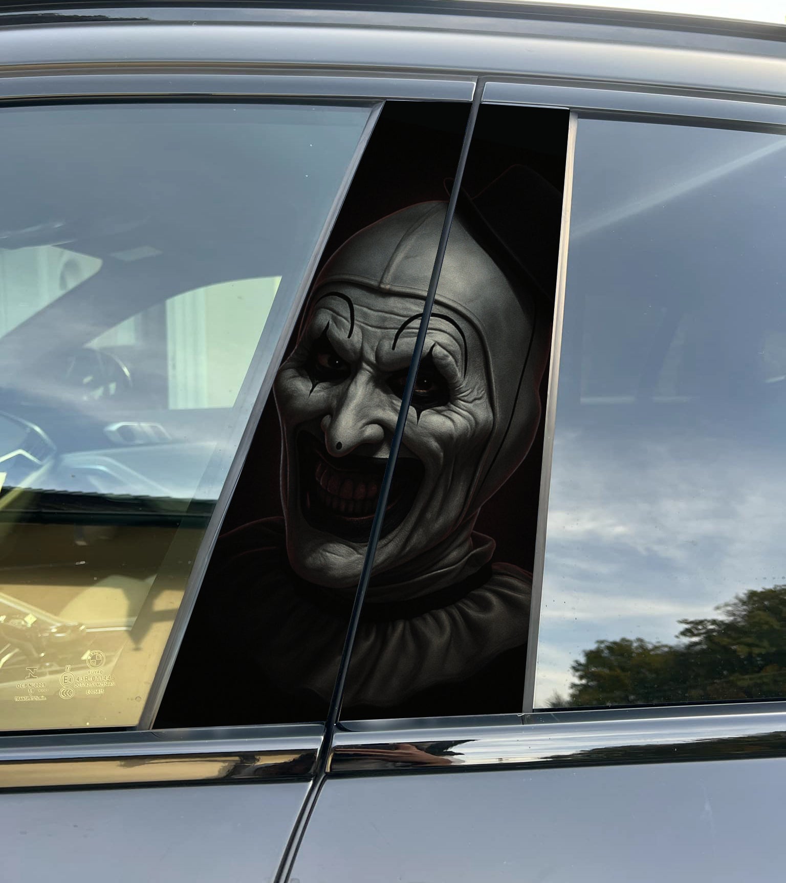 Terrifier Clown Car Pillar Wrap - Premium Vinyl B-Pillar Decal, Universal Fit