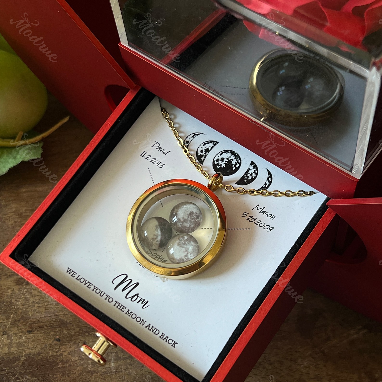 Custom Moon Phase Necklace Locket
