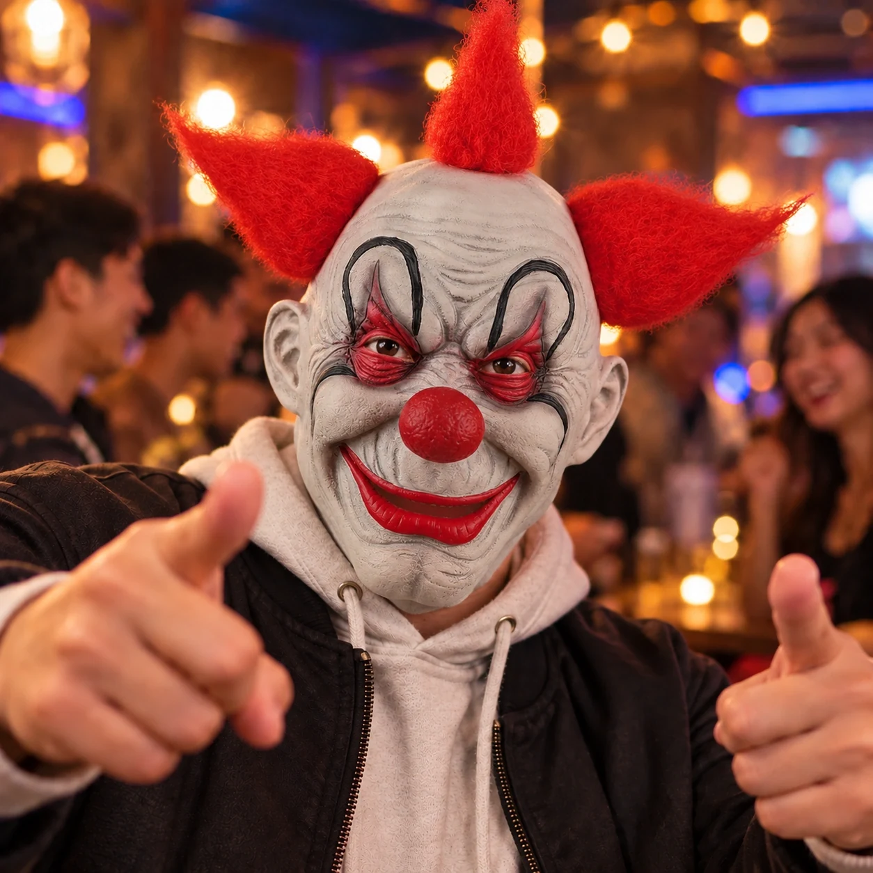 Red-Horned White Clown Silicone Mask