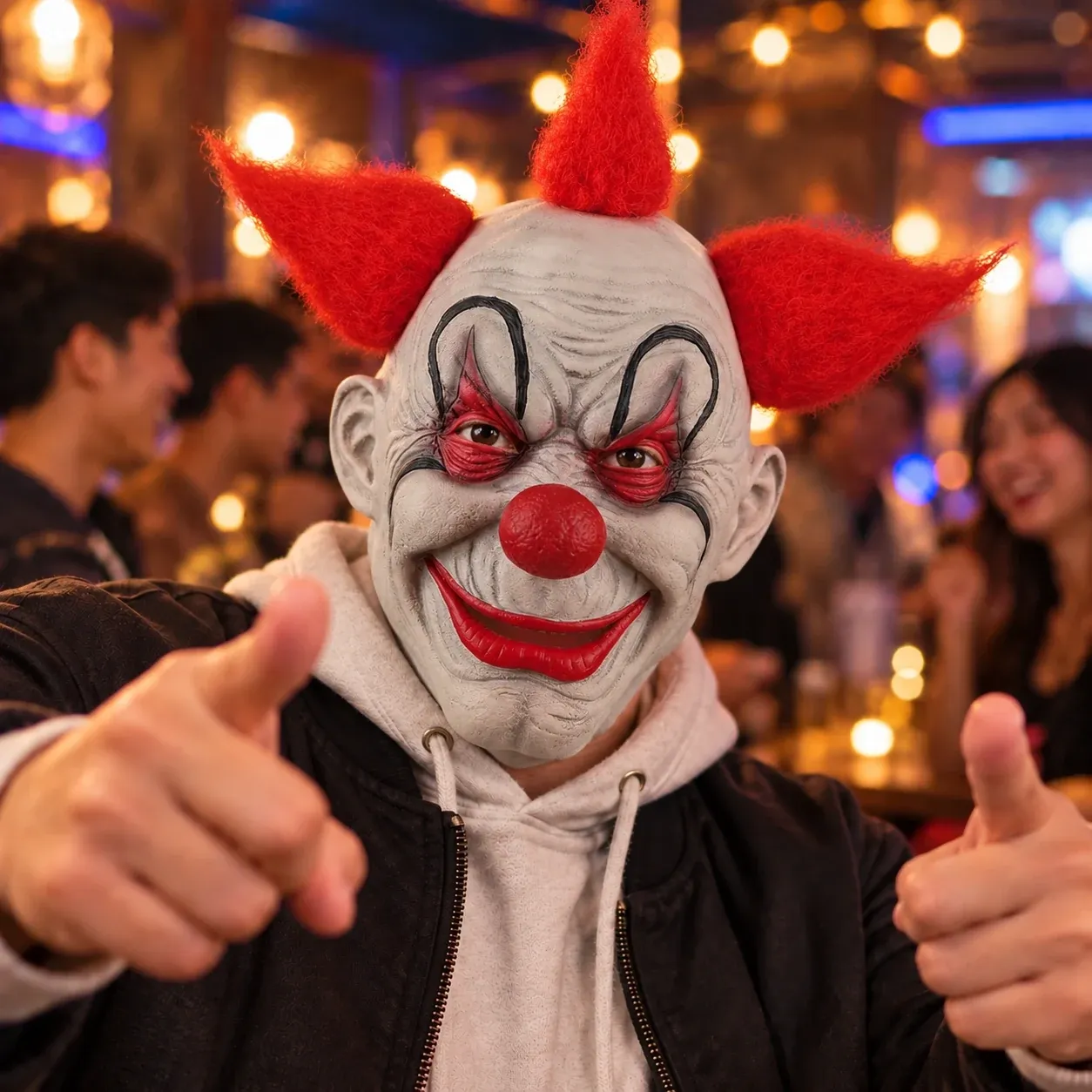 Red-Horned White Clown Silicone Mask