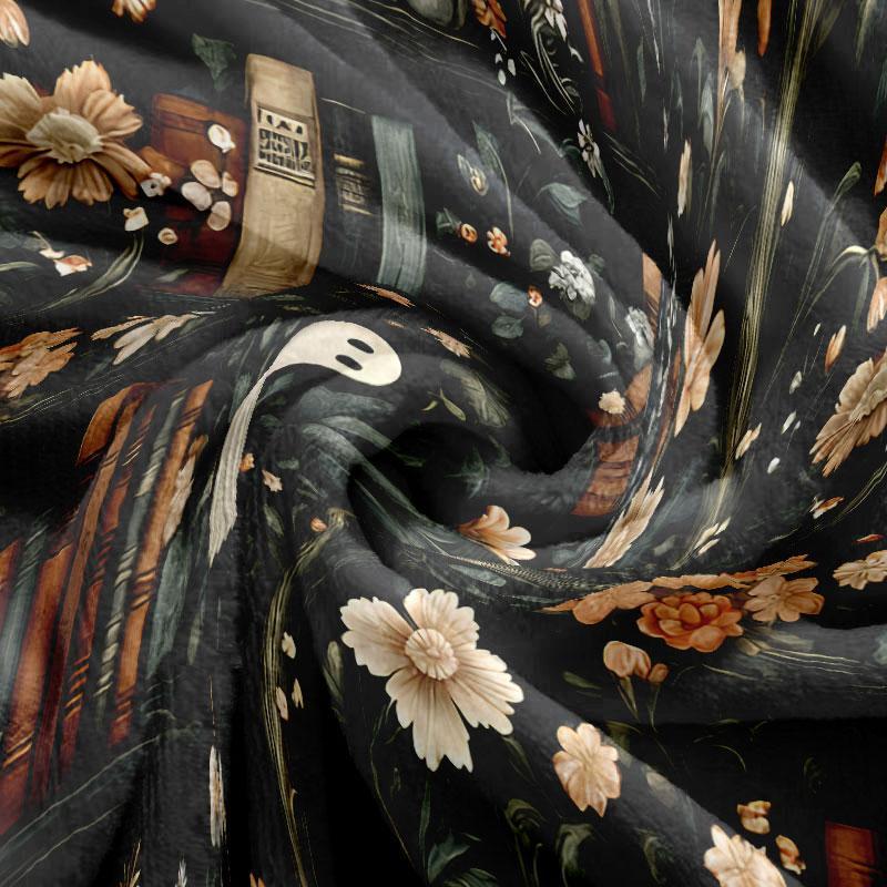 Soft Ghost Library Flannel Blanket