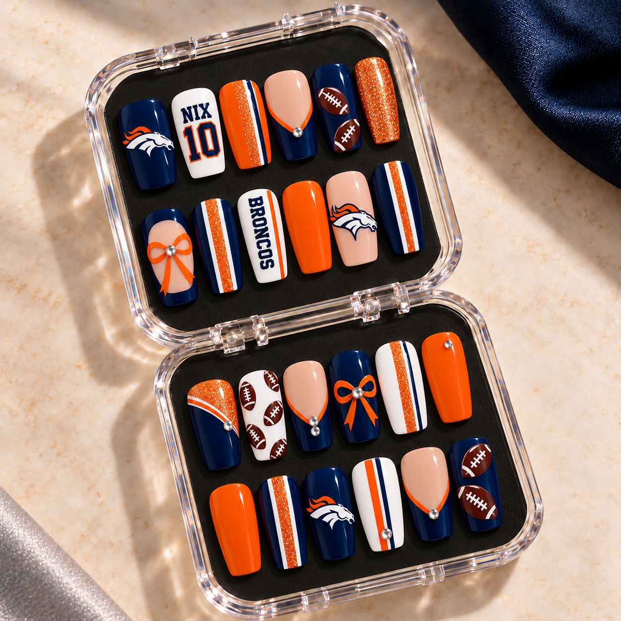 Denver Broncos - Football Fan 24-Piece Gameday Press-On Nails Set