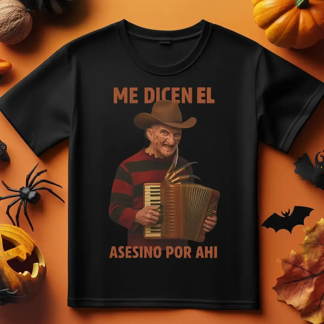 Vintage-Inspired Halloween T-Shirt-Me Dicen El Asesino Por Ahi Shirt
