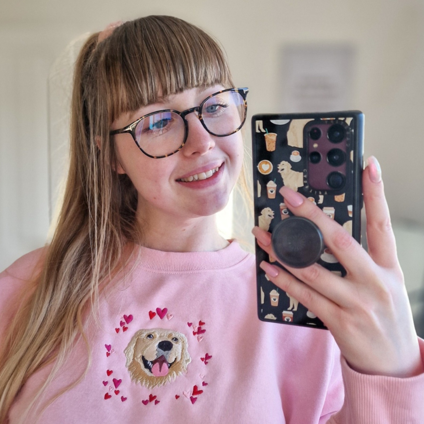 Embroidered Pet Portrait Hearts Sweatshirt