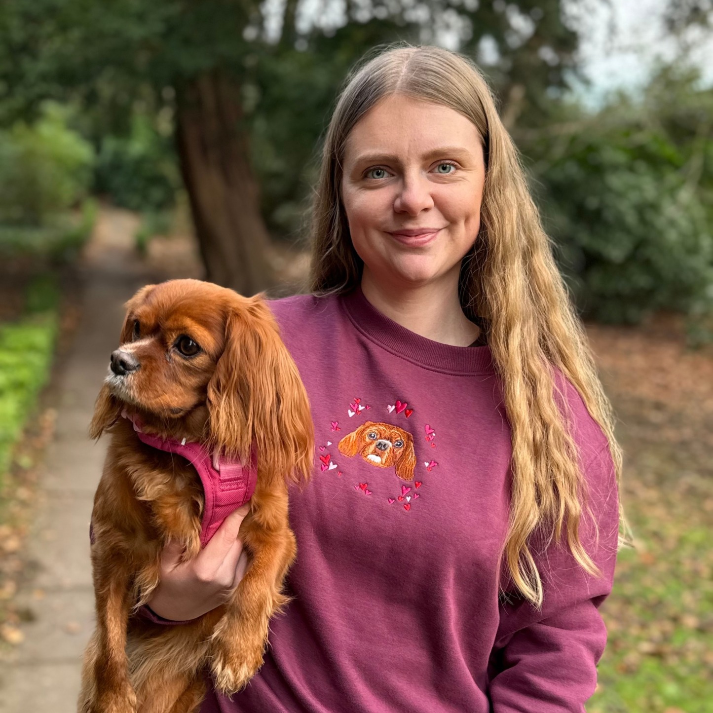 Embroidered Pet Portrait Hearts Sweatshirt