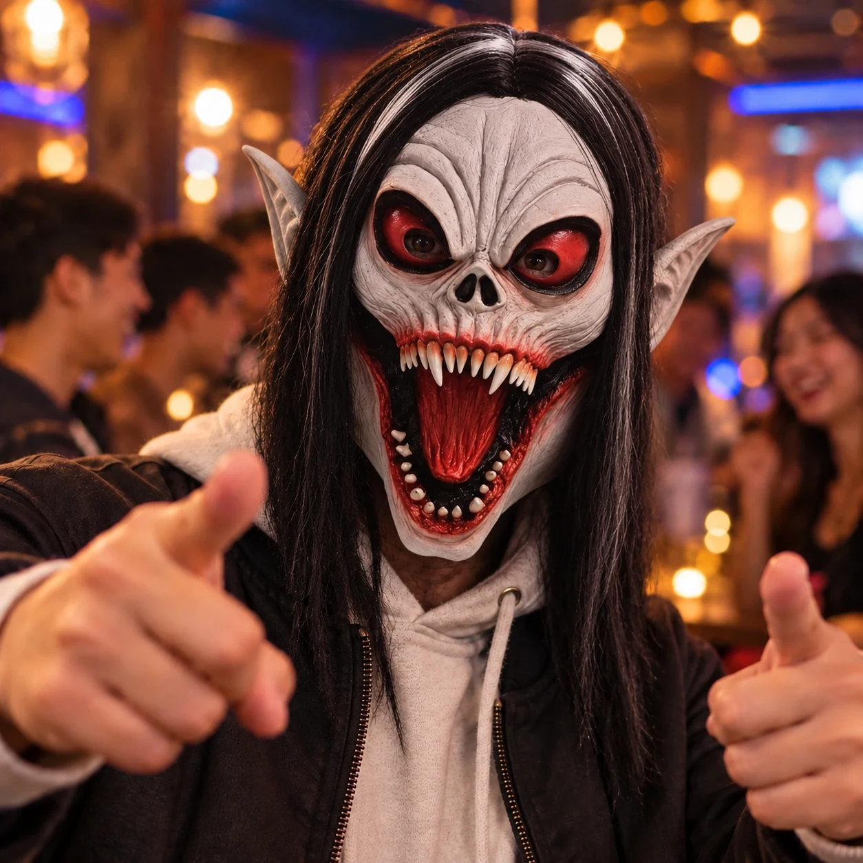 Long-Haired Vampire Clown Silicone Mask