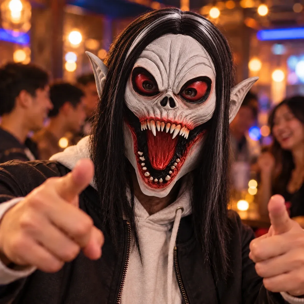 Long-Haired Vampire Clown Silicone Mask