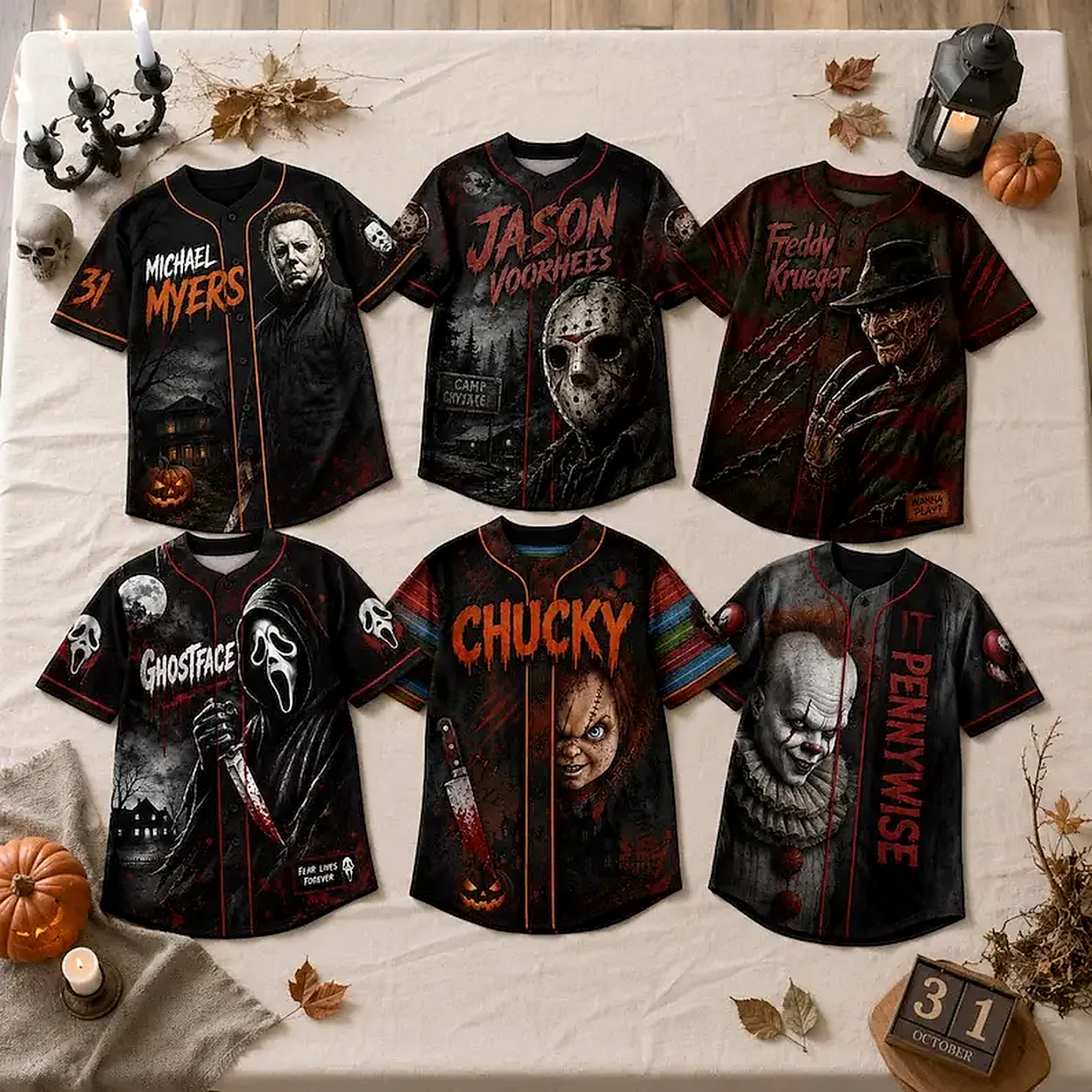 Halloween Horror Slasher Baseball Jersey