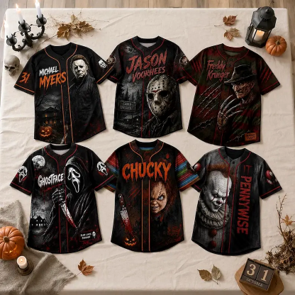Halloween Horror Slasher Baseball Jersey