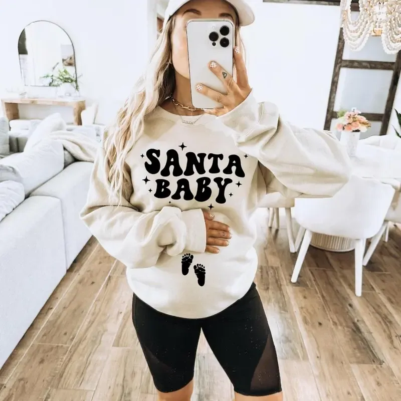 Santa Baby Christmas Pregnancy Announcement Sweatshirt