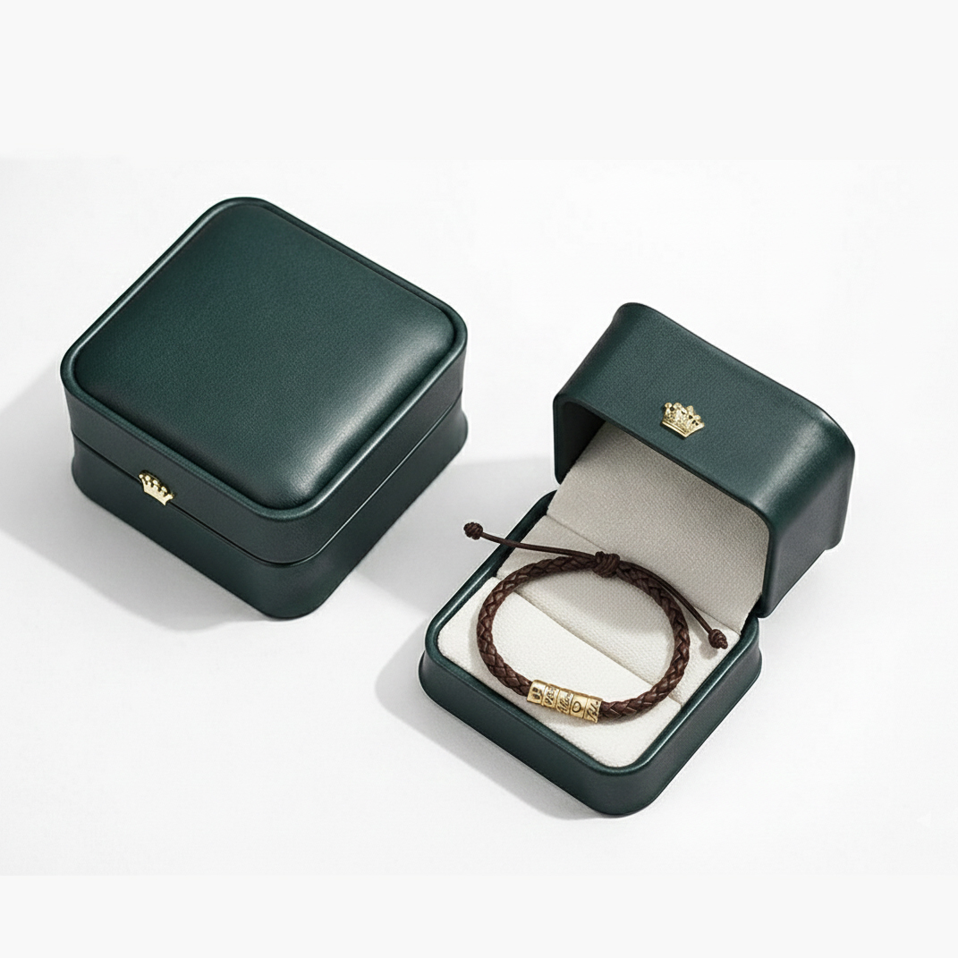 Personalized Mens Woven Leather Bracelet