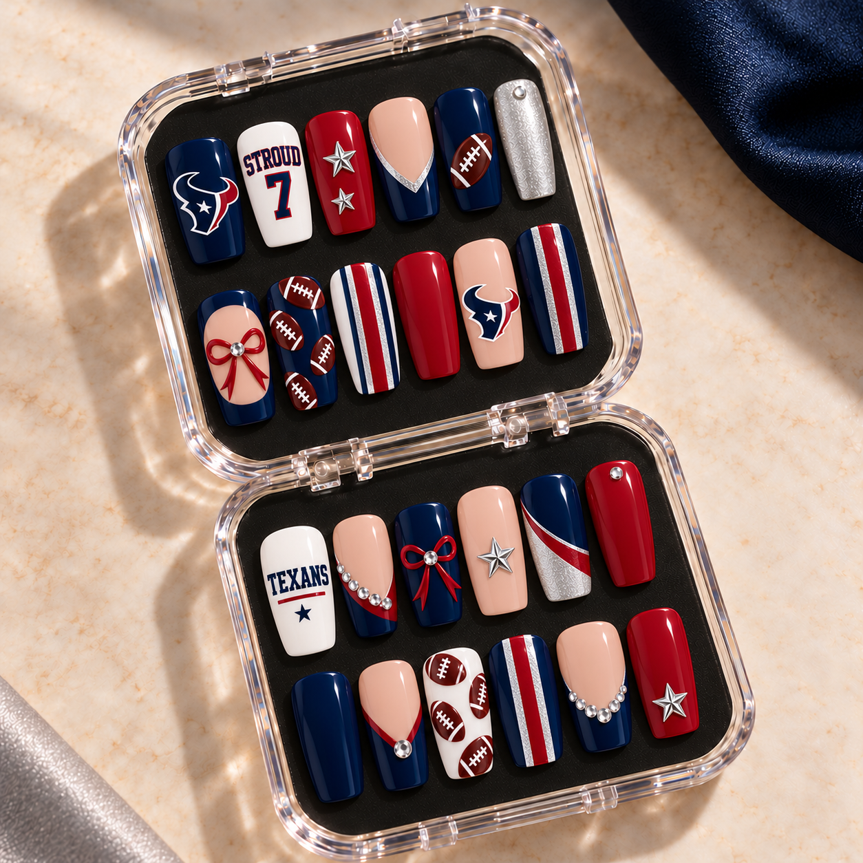 Houston Texans - Football Fan 24-Piece Gameday Press-On Nails Set