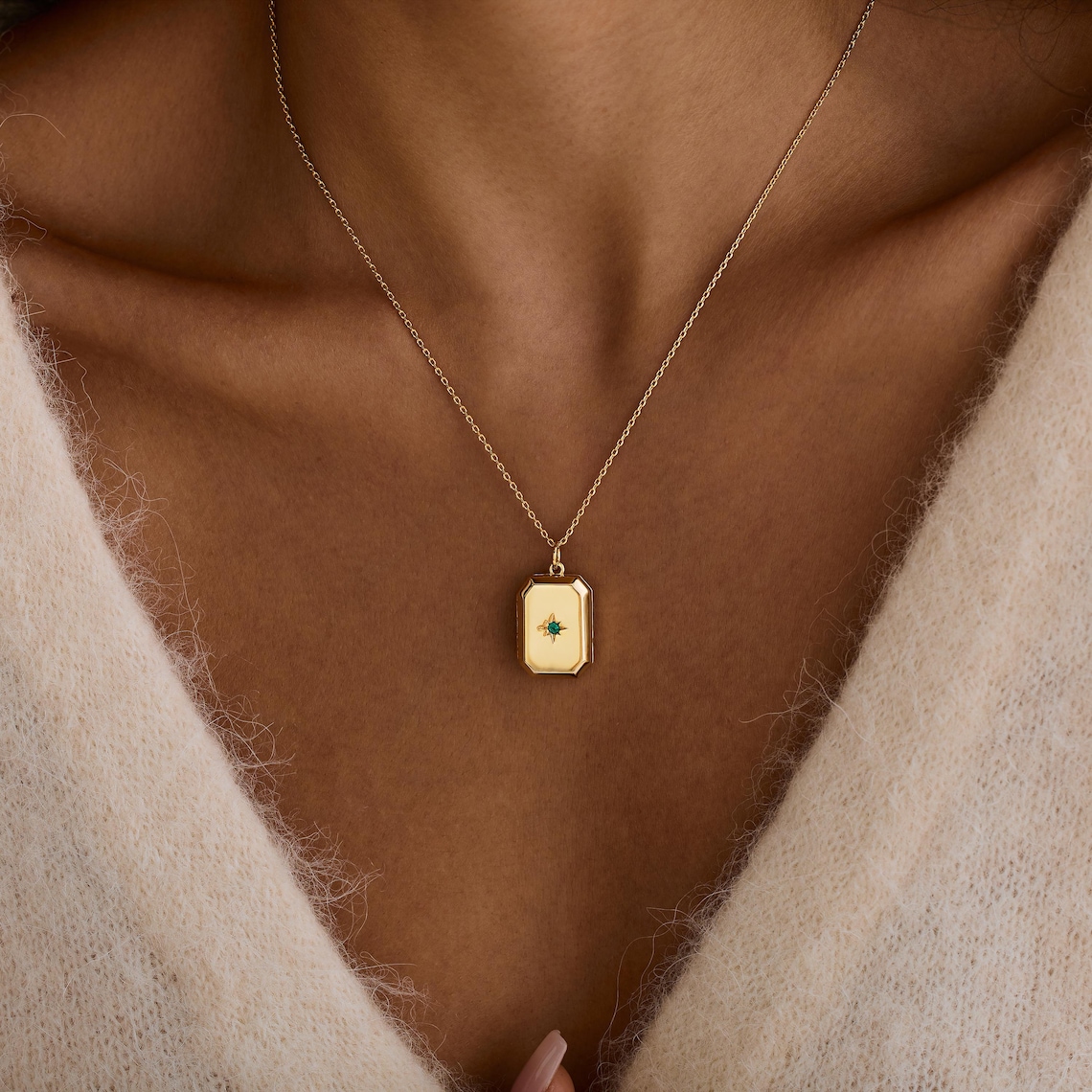 Personalized Birthstone Photo Locket Necklace