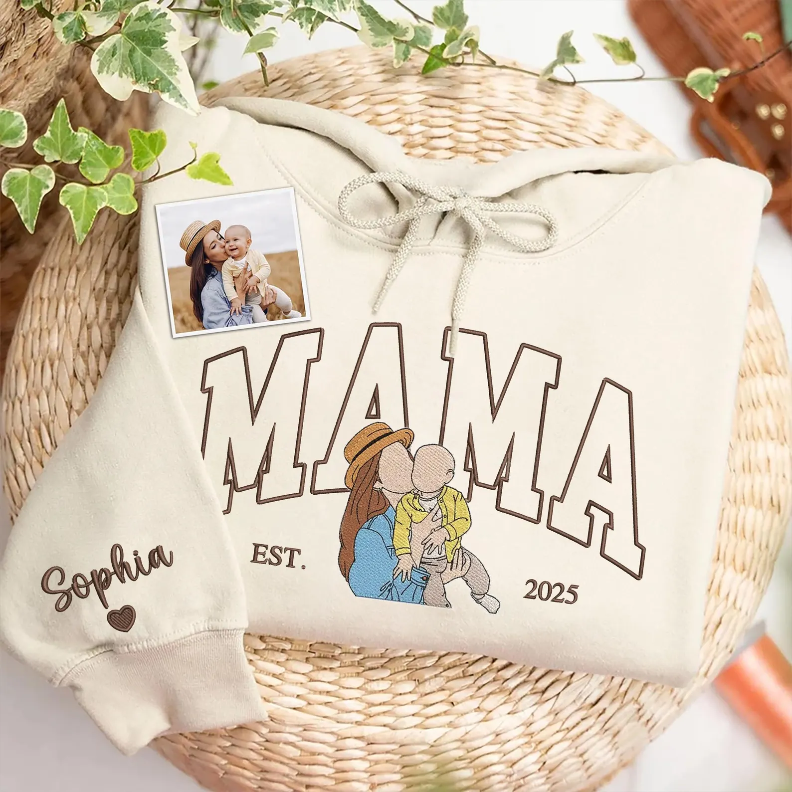 Personalized Embroidered Photo Mom Sweatshirt