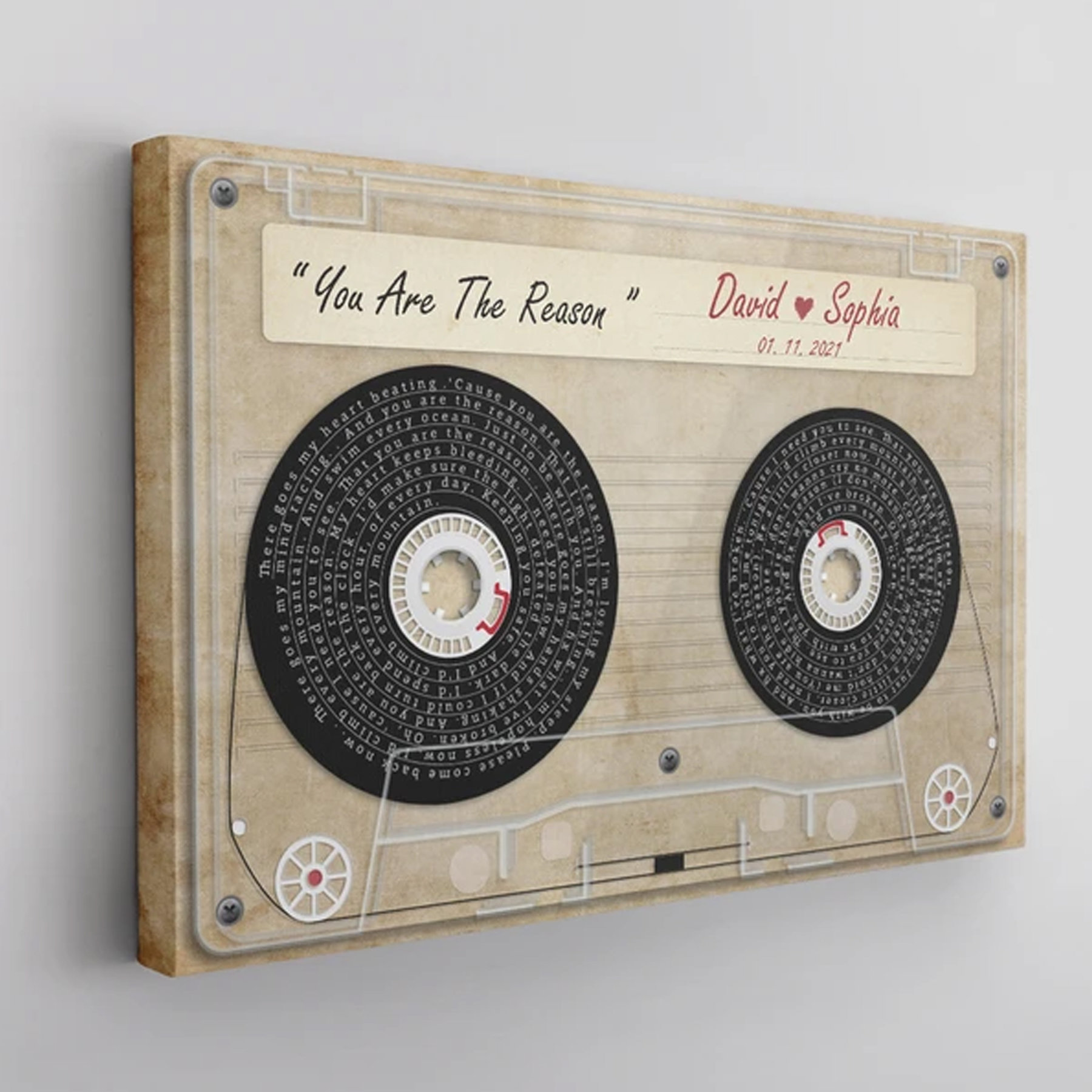 Custom Song Lyrics Cassette Tape Canvas Wall Art
